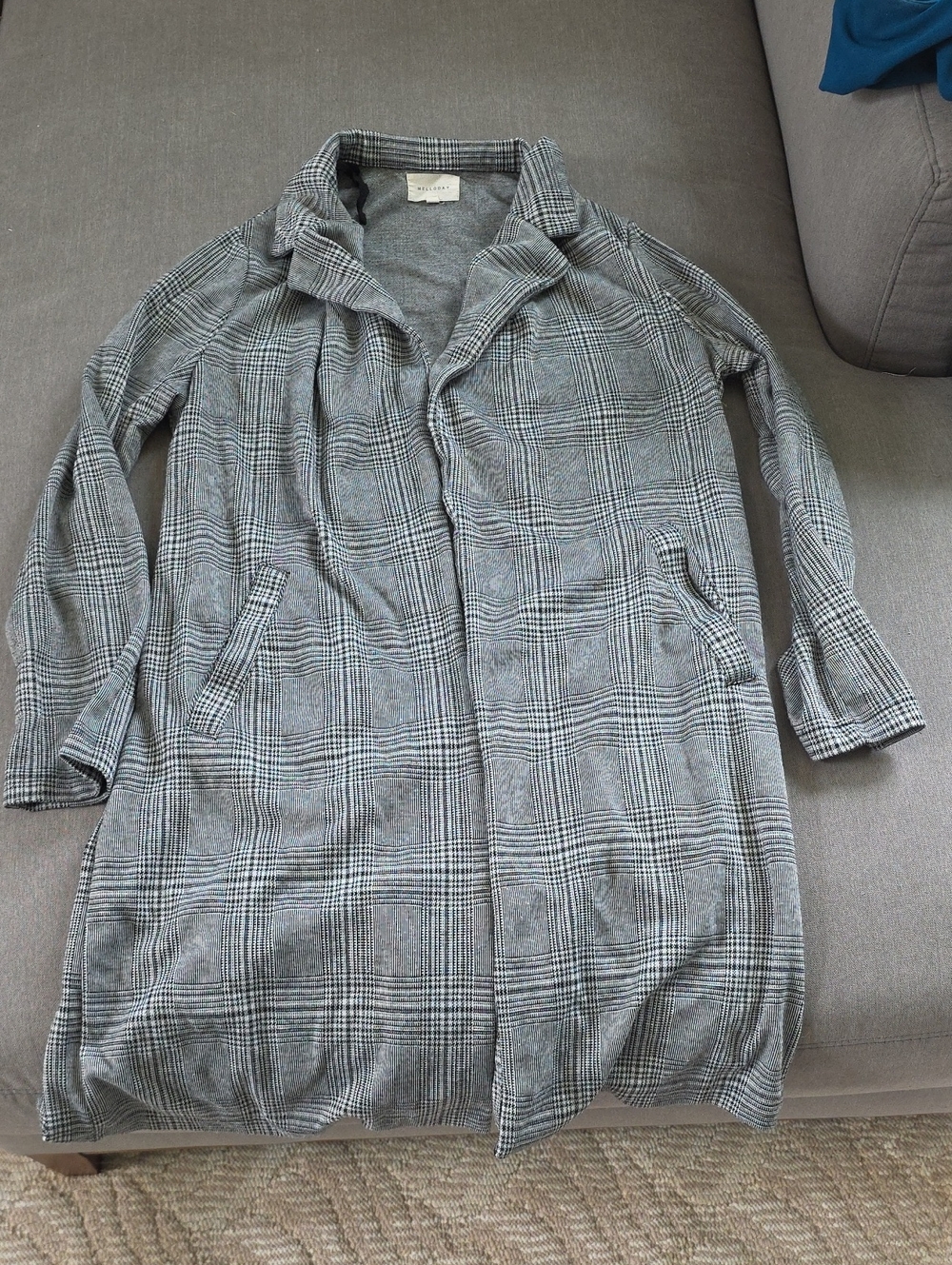 MELLODAY Gray Plaid Trench Coat